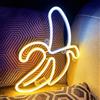 SHANJIA Neon Light Sign, Banana Lampada decorativa Banana Neon Signs per la decorazione della parete con 8 modalità 18 chiave telecomando USB o batteria alimentato per la casa (Bianco caldo)