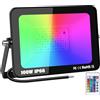 YOJZMA 1 x 100W RGB Faretto LED Esterno con Telecomando 10000LM Proiettore | Senza Spina, Dimmerabile, Stroboscopiche, Cambio Colore, 175-265V, Impermeabile, Fari LED per Giardino, Feste, Palco, Partito