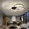 Lfoute Plafoniera A LED Moderna Anello Lampada Da Soggiorno Dimmerabile Con Telecomando Paralume in Acrilico Creativo Lampadario Per Camera Da Letto Sala Da Pranzo Cucina Luci Da Ufficio,Nero,80cm