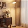 HOMCOM Lampada da Terra Moderna con 2 Punti Luce, Illuminazione Regolabile a 4 Livelli, Temperatura del Colore 2700K-6500K, Lampada da Soggiorno con Telecomando e Comandi Touch, Nero