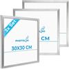 PHOTOLINI Cornici 30x30 cm argento legno MDF, set di 3 cornici per poster, plexiglass infrangibile, da parete, accessori extra inclusi - per foto, immagini e poster