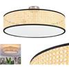hofstein Plafoniera HOFSTEIN Foggia, lampada da soffitto in metallo/vimini/tessuto/plastica nichel opaco/naturale/nero/bianco, boho rotonda (Ø 50 cm), E27, sala pranzo, soggiorno, camera letto, cucina