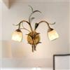 LAMPLAY Lampada Da Parete Retrò, Moderna Lampada Da Terra In Metallo In Stile Country, Braccio Della Lampada Ad Arco Curvo Classico + 2 Paralume A Forma Di Fiore In Vetro Bianco, Soggiorno, Studio