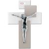 MEMORY SRL CROCIFISSO PARETE MODERNO 17X12 CROCE TORTORA BIANCO CRISTO CROMO me12101n