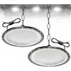 Hondony 2Pack 500W Faretto LED UFO, 50000LM lampada led illuminazione industriale Impermeabile IP65 6502K Bianco Freddo per Garage, Officina, Fabbrica, Corridoio, Parcheggio, Stadio coperto