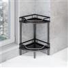 KJHWYXD Mensola Doccia Angolare Senza Forare, Porta Shampoo Sapone Doccia da Terra, Grande capacità Scaffale Bagno, Portaoggetti Doccia con Ganci, per Bagno Cucina(Size:2 Tier,Color:Nero)