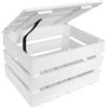 Creative Deco Baule in Legno Bianco con Verniciato Coperchio Grande | 40 x 30 x 22 | Baule da Esterno, Cassapanca Vintage Shabby | Armadio Legno Portaoggetti per Contenere | per Decorare Fai-da-Te