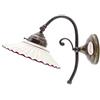 fd-bolletta arredamento e illuminazione Applique ottone brunito,lampada parete con piatto ceramica bordo marrone ar1.Misure:H 21,5cm,Ø piatto 19cm,sporgenza 29cm,Ø base 9,5cm.Le misure sono con piatto.Portalampade attacco Edison E14