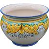 Sicilia Bedda - VASO IN CERAMICA DI CALTAGIRONE - Realizzato e Dipinto a Mano - Altezza 20 CM Diametro 26 CM (Maioliche Sfondo Bianco)