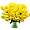 CATTLEYAHQ Fiori di tulipano artificiale, 10 pezzi di fiori in lattice con tocco reale Tulipani con foglie, decorazione elegante per banchetti nuziali, cucina domestica (giallo)