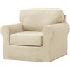SYLC Ektorp Copridivani Con Cuscini E Schienale Separati, Velluto Elasticizzato Copridivano 1/2/3/4 Posti Con Braccioli, Copri Divano Antiscivolo (Beige,1 Seat Set 3 PCS)