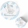 FERDINANDO FAMA' FAMÀ - Etichette Adesive Personalizzate Compleanno Bimbi Elefantino Ø 38 mm - Sticker Personalizzati con Nome e Data 175pz