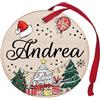 Corredino Neonato Pallina di Natale Personalizzata con Nome Andrea, Decorazione Natalizia in legno 100% Italiana, cerchietto albero natale da 8 cm (legno, Andrea)
