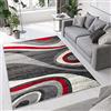 TAPISO Dream Tappeto Camera Soggiorno Salotto Moderno Crema Grigio Rosso Astratto A Pelo Corto 160 x 230 cm