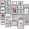 bomoe Set di cornici per foto 24 pezzi Blossom 10x 10,5x15 cm, 8x 13x18 cm, 4x 15x20 cm, 2x 20x30 cm - Cornice multipla in legno e vetro plastica - Cornice per foto - Nero