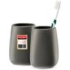 KADAX Bicchiere da bagno, bicchiere per spazzolino da denti in ceramica, tazza da bagno, porta spazzolino da denti, tazza d'acqua opaca (antracite 2 pezzi)