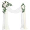 Floroom Kit di fiori ad arco con tende (confezione da 4) - 2 composizioni floreali artificiali avorio e bianco con 2 pezzi di tessuto drappeggiato per cerimonie di nozze, pergolati e ricevimenti