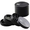 Black Leaf | Grinder in alluminio | nero | piccolo 4 pezzi Ø 49/47 mm H 36 mm | denti taglio diamantato | + raschietto | Crusher speciale per erbe aromatiche