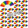 Temogole Confezione da 24 ventagli pieghevoli arcobaleno, decorazioni per fan gay lesbiche, decorazione per matrimonio, LGBT Pride, accessori per parata, bomboniere, cose, ventagli per donne e uomini, colore