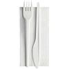 Generico 25/50/100/250 BIS DI POSATE IMBUSTATE CON TOVAGLIOLO - monouso - biodeagradabili - SET BIANCO Posate compostabili 100% Naturale (250 PEZZI)