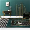 Rug-QJDDUP Tappeti, green, 160 x 200 cm, verde Nero dorato geometrico design, Tappeto Soggiorno Tappeto Salotto Pelo Corto, Design Moderno Tappeto Ufficio a Casa,