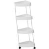 KESOTO Scaffale D'angolo con Ruote Da Bagno, Bianco a 4 Livelli
