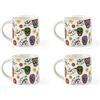 Excelsa Calavera Set 4 Tazze da Caffè in New Bone China, Decorazione Teschio Messicano e Fiori