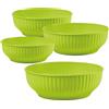 Generico Insalatiera in Plastica Costolata, Set 4 Ciotole da Cucina, 20cm 22cm 24cm 26cm, Bacinella per Insalate e Preparazioni (Verde, 20/22/24/26cm)