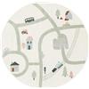 RugVista Road map, Tappeto per bambini, Moderni Bambini, Ø 150 cm, Rotonda, Pelo corto, Cameretta, Lavabile in lavatrice, Senza sostanze chimiche pericolose, Bianco/Multi