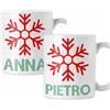 Colorfamily Coppia di tazze Natale Tazza Natalizia PERSONALIZZABILE con nome Fiocco Neve Christmas Mug 11 Oz Idea Regalo