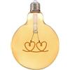 Partenopea Lampadina LED a filamento vintage Globo luce calda 2500K decorativa attacco E27 da 4W 320LM con scritta per illuminazione calda casa, bar, ristorante (Cuori)