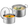 SILBERTHAL Set pentole acciaio inox 2 pezzi - Induzione - 3,5 L 5 L - Casseruole con coperchi in vetro - Per tutti i piani cottura, forno e lavastoviglie