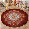 Generic Tappeto Rotondo Decorazione In Stile Etnico Salotto, Tappeto Stampa Tradizionale Mandala Geometria Morbido Antiscivolo, Tappeti Rosso Flanella pelo corto, per Interno Bambini Cameretta Cucina 150cm