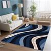 Generic Tappeto Soggiorno 120 x 180 cm, Antiscivolo e Lavabile Astratto Moderno Geometrico Strisce Ondulate tappeto stampato a pelo corto adatto per camera da letto sala da pranzo e ufficio Blu Navy