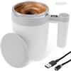 Fyeme Tazza automatica USB da 400 ml, con schermo della temperatura, fondo antiscivolo, tazza elettrica automiscelante per caffè, tè, cioccolata calda, latte (bianco)