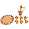 LOCADENCE Set da Caffè Vintage, Set da Tè Turco Europeo Vintage con 6 Tazze da Caffè e Vassoio da Tè Set da Teiera di Lusso per Tavolo da Pranzo, Tavolino da Caffè, Tavolo (Gold Red)