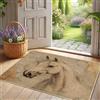 Generic Zerbino elegante con motivo cavalli, beige equine, zerbino per ingresso esterno e interno, decorazione rustica, in gomma, impermeabile, antiscivolo, antipolvere, assorbente, facile da pulire, 73 x 43