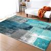 PAJEON Tappeto Salotto Moderno a Turchese E Grigio Teal Graffiti Arte Astratta, 140 x 200 cm Tappeti Antiscivolo, Tappetone Antimacchia - per Decor del Pavimento del Soggiorno