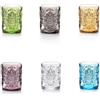 FADE Set 6 bicchieri acqua in vetro intagliato colorato 300 ml - Vintage (Multicolor)