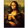 KTGEDH Mona Lisa Stampa su Tela Astratta Moderna Donna Decorazione Della Parete Mona Lisa Ritratto Con Birra Barba Poster Divertente Soggiorno Decorazione Immagine Senza Cornice,60×80cm