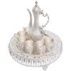 Caskunbsy Set di caffettiera turca Caskunbsy, servizio da tè vintage, samovar in metallo per vino russo con 6 tazze da caffè di lusso e vassoio da tè fatto a mano (argento e bianco)