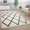 Paco Home Tappeto Shaggy a pelo corto per soggiorno o camera da letto in diversi design, colori e misure, Dimensione:60x100 cm, Colore:Bianco-Antracite