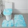 Generico Set di Tappeti da Bagno 3 Pezzi in Microfibra Morbida - Antiscivolo, Assorbente, Lavabile in Lavatrice, Tappetino Shaggy, Contorno WC e Copriasse (Azzurro sfumato)