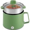 Aohuada Pentola antiaderente portatile da 1,7 l, multicooker elettrico con doppio controllo di potenza per Stir Fry, bistecca, pasta, stufa ramen, dormitorio verde