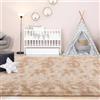 AIMECO Tappeti camera da letto Tappeto Peloso Morbido lungo Soggiorno Carpet stanza da letto pelo moderno scendiletto salotto Antiacaro Antiscivolo Bambini pavimento Grande 120 * 160cm Cachi