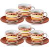 ARCA, Set 6 Tazzine da Caffè Apulia I con Piattino, Realizzate in Porcellana Decorata, Capacità 90 ml, 11x6 cm, Rosso
