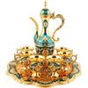 Joygoodta Set da tè turco, set di tazze da caffè turco dorato squisito vintage con vassoio e 6 tazze, bicchieri da tè marocchini di lusso in metallo per decorazioni per feste in casa vintage
