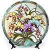 Gokays Piatti decorativi da appendere alla parete, design con finestra in vetro colorato con orchidea, piatto in ceramica con motivo floreale, piatto oscillante con espositore, decorazione per la casa