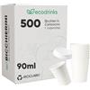 ecodrinks 500 Bicchieri di Carta con Coperchio di Plastica da 90ml - Per Caffè Lungo, Espresso, Ginseng, Acqua o Cocktail - Adatti all'Uso Domestico, e Attività, Bianchi