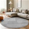 Carpettex Tappeto rotondo per soggiorno, camera da letto, tappeto per cucina, argento, a pelo alto, stile boho, tappeto corridoio, design scandinavo 3D, morbido e soffice, diametro: 200 cm